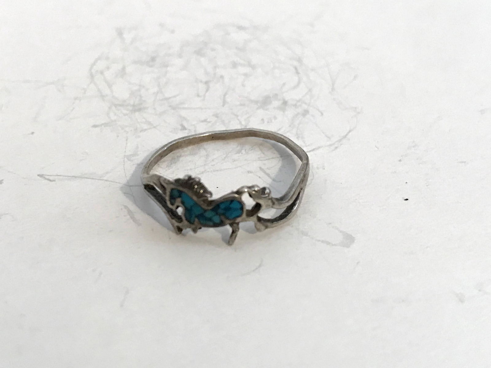 Vintage Sterling Silver Inlaid Turquoise ring with (1 of 4)