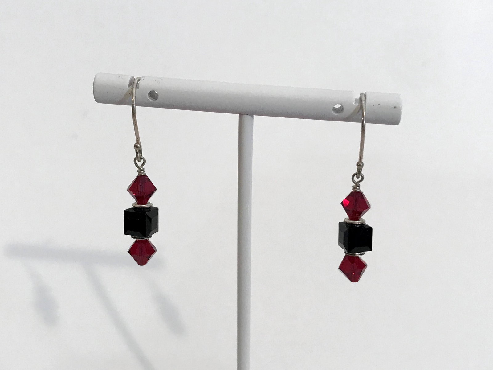 Vintage Red Sterling Silver Swarovski Crystal Earrings (1 of 4)