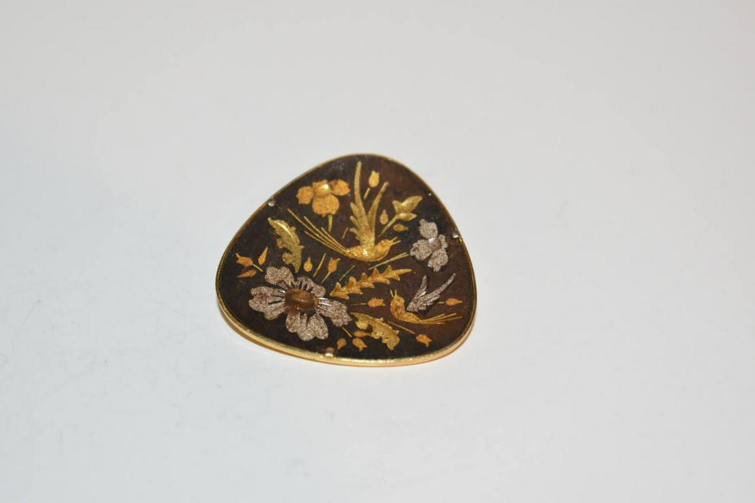 Vintage Damascene flower Brooch 1 1/2? (1 of 4)