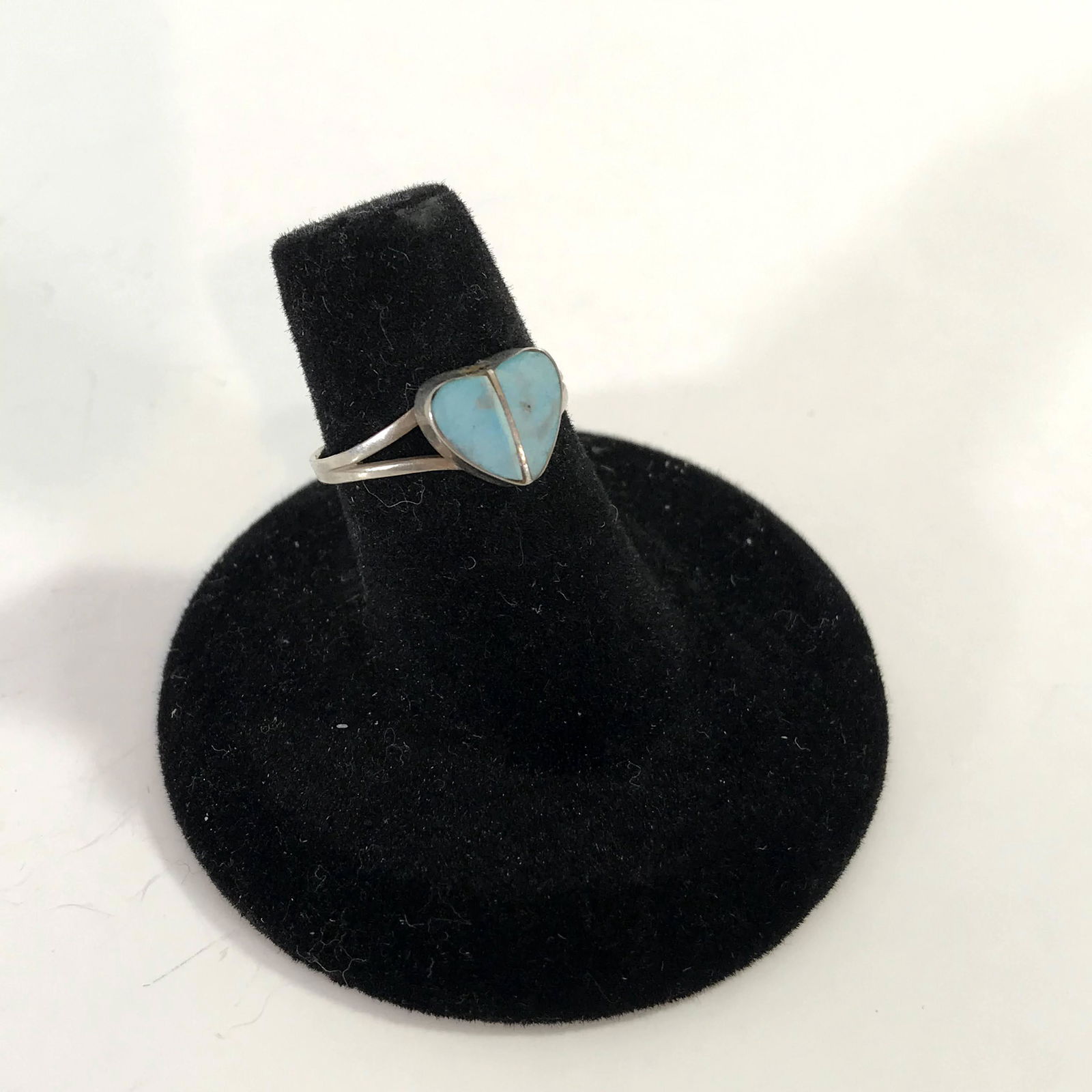 Sterling Silver Woman's Heart Turquoise Ring 925 6 (1 of 4)
