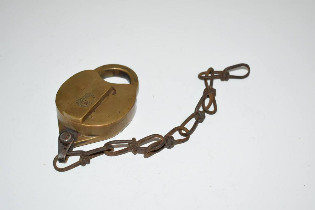 Antique Wilson Bohannan Brass Lock Co. & Key #166 (1 of 4)