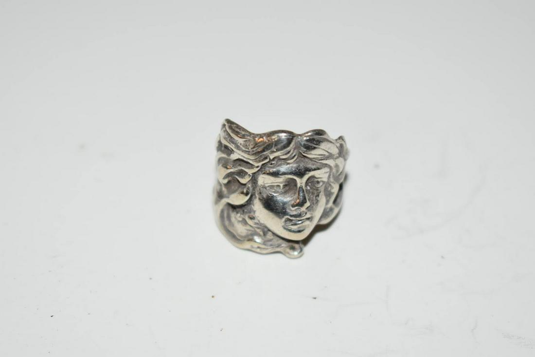 Vintage Sterling Silver Face Ring sz 6 (1 of 4)