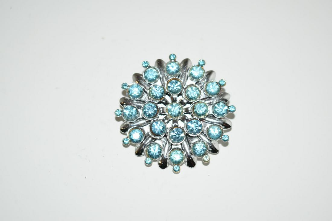 Vintage Blue Rhinestone Snow flake Brooch (1 of 4)