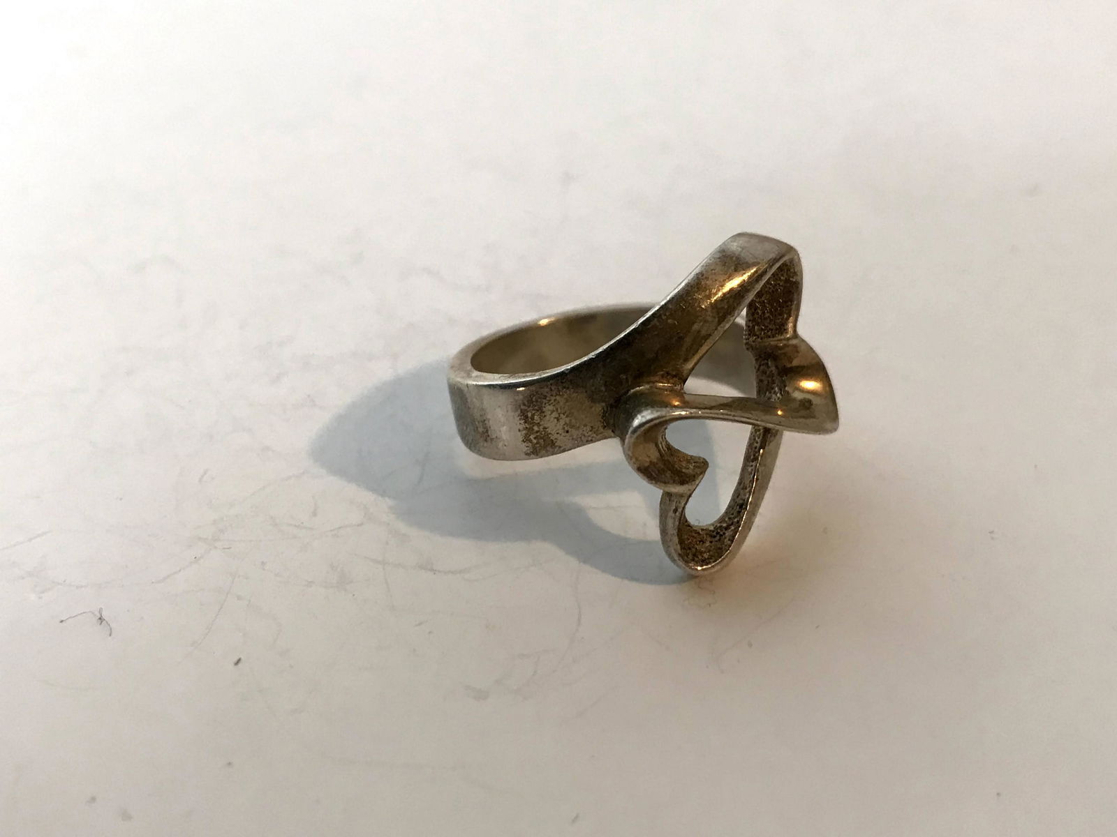 vtg sterling silver ring, 925 double heart size 9 (1 of 4)