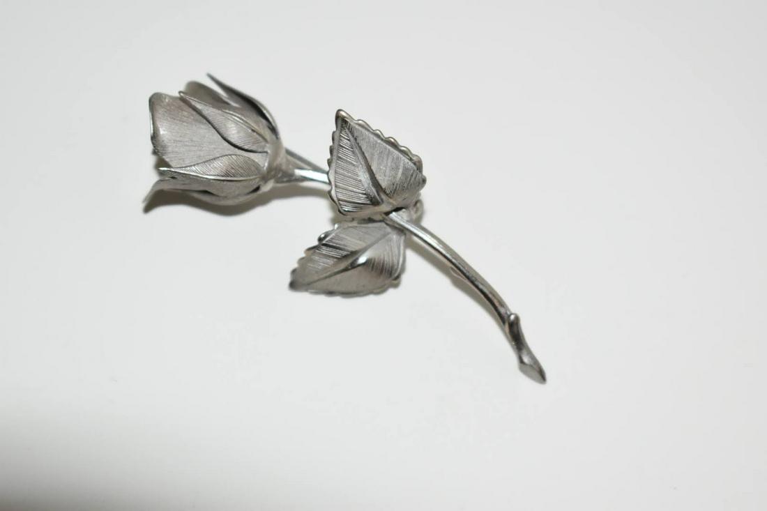 Vintage Silvertone Giovani Rose flower Brooch (1 of 4)