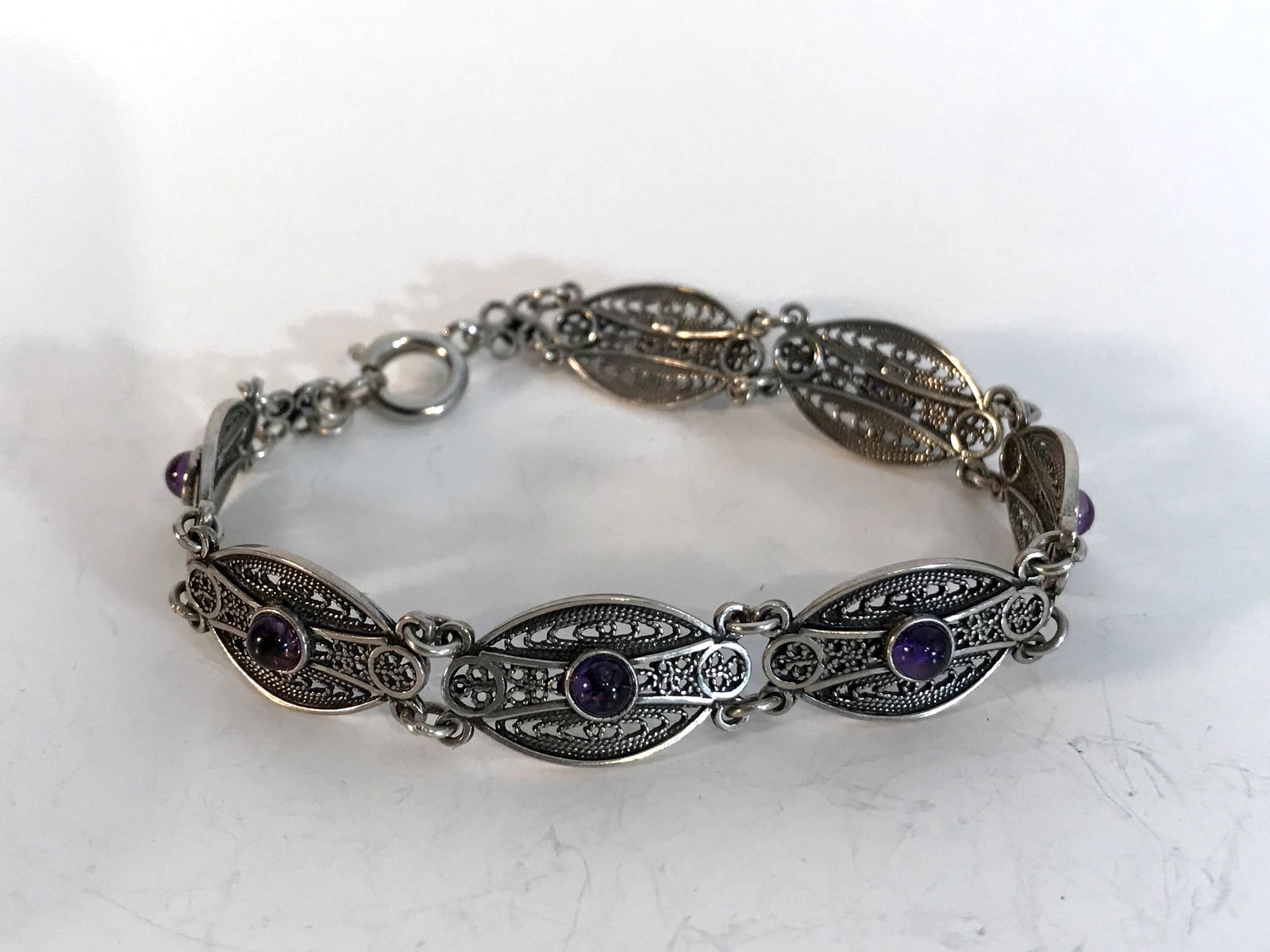 Vintage Sterling Silver Amethyst Filigree Bracelet 2 (1 of 5)