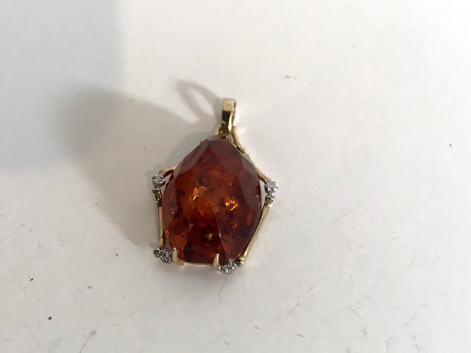 Vintage 14K Amber Pendant 1 1/4? (1 of 4)
