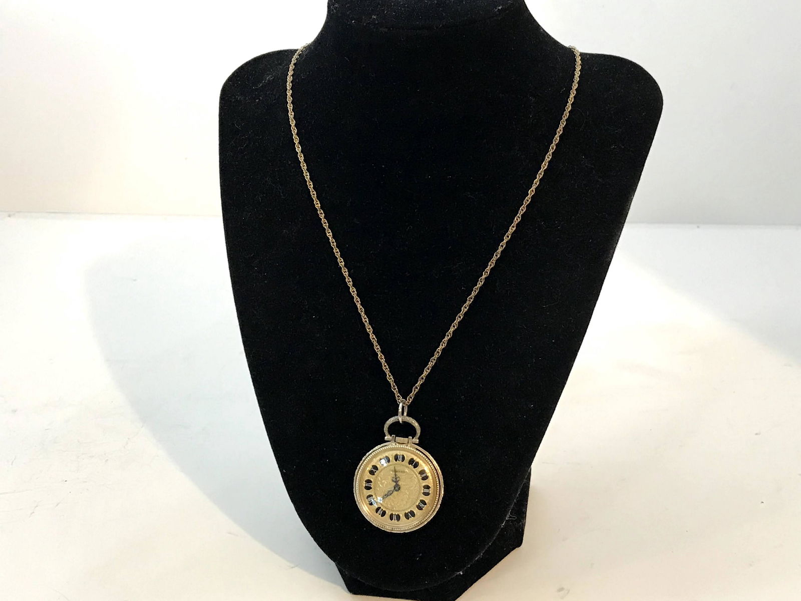 vintage hand painted ladies glass pendant watch 24" (1 of 5)