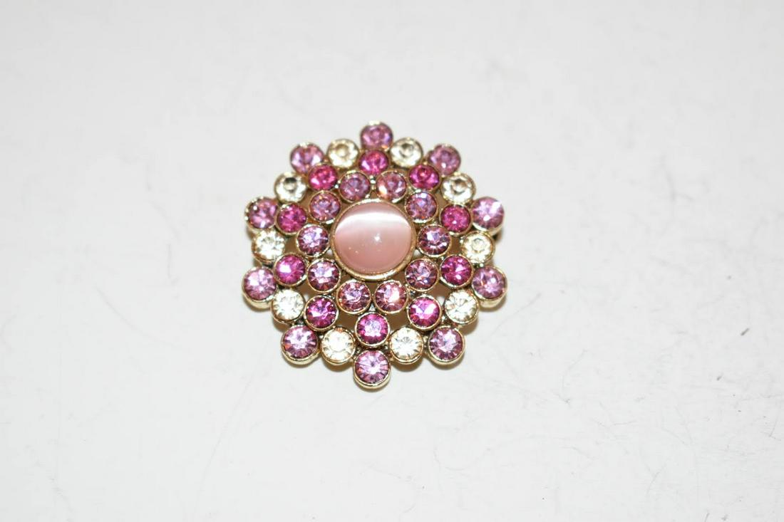Vintage Pink Rhinestone snow flake Brooch (1 of 3)