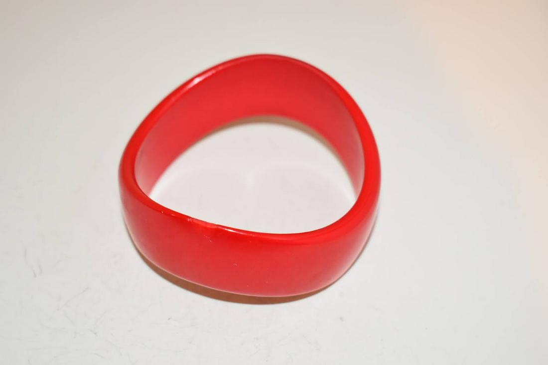 Vintage wide wavy red bangle Bracelet (1 of 3)