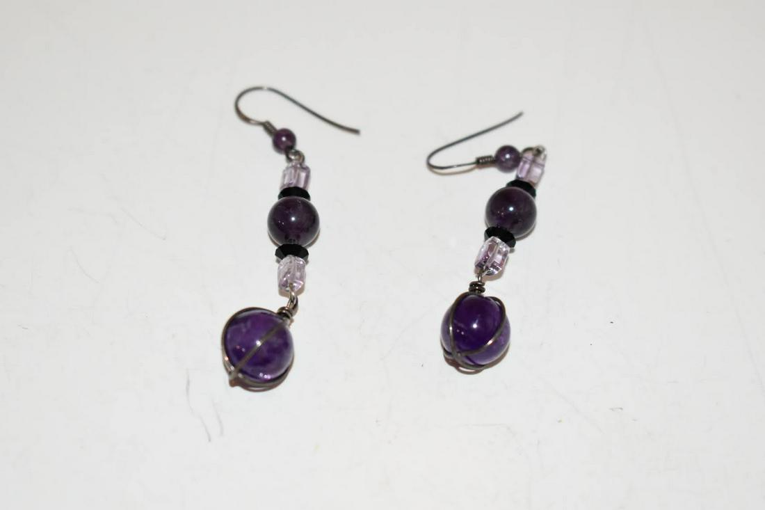Vintage Sterling Silver Amethyst dangle Earrings (1 of 3)