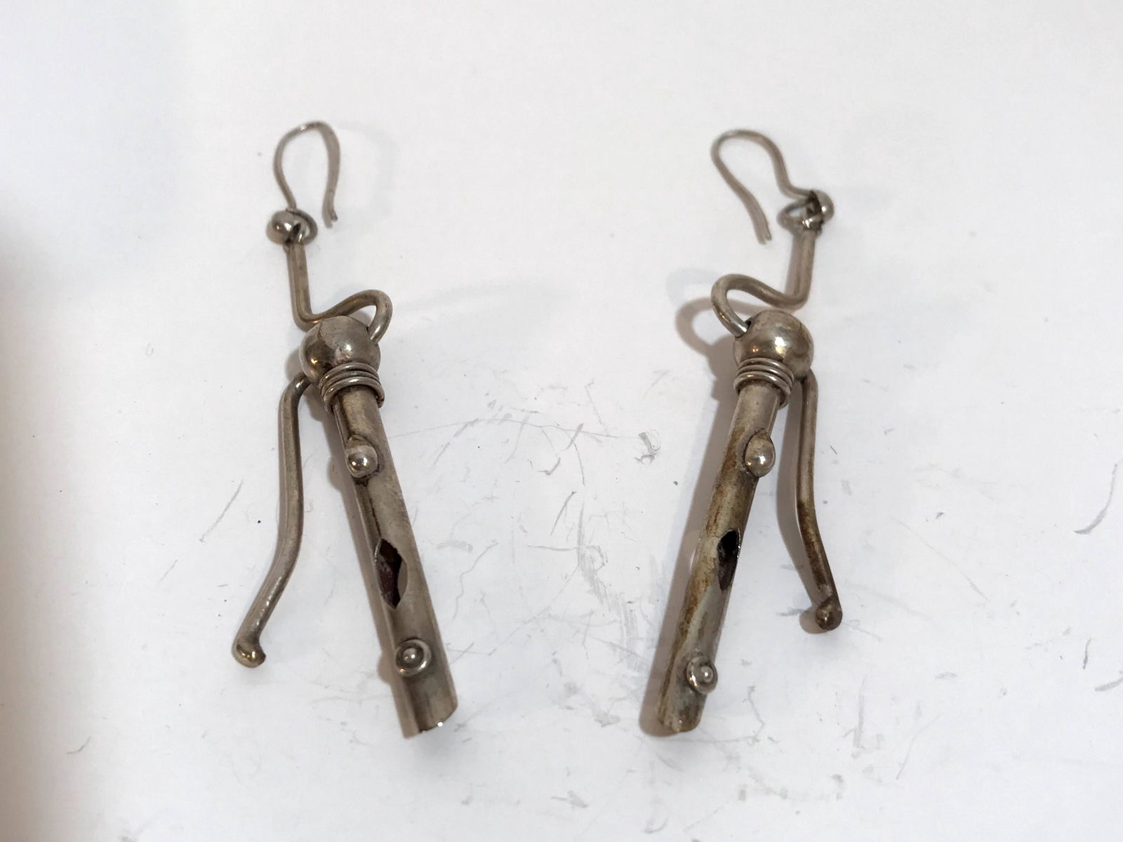 Vintage Sterling Silver Flute style Navajo Earrings (1 of 4)