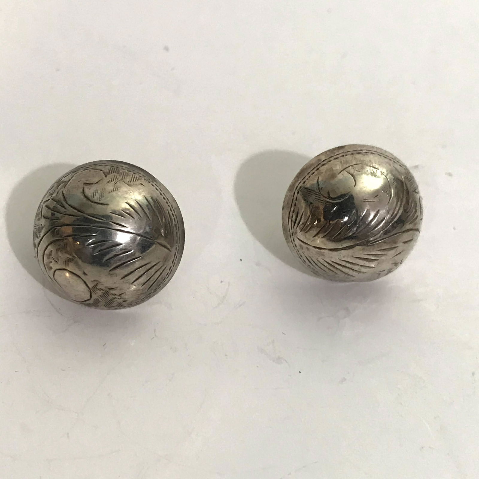 Sterling Silver 925 SU Engraved Wide Clip On Earrings (1 of 2)