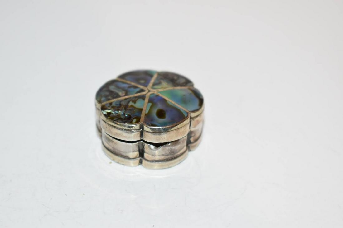 Vintage Sterling Silver Snuff box pill case abalone (1 of 4)