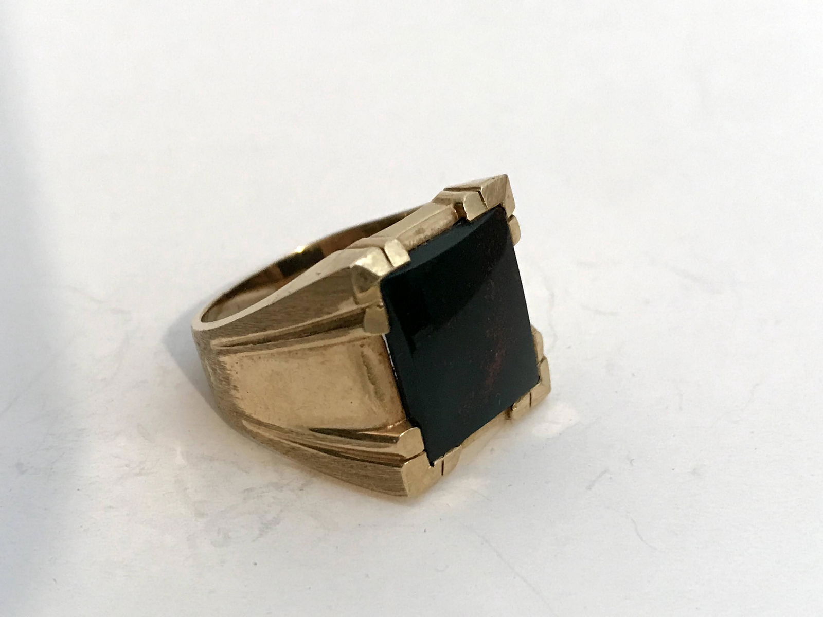 Nice 14k Gold Green & Brown Stone Ring 9 10 gr (1 of 5)