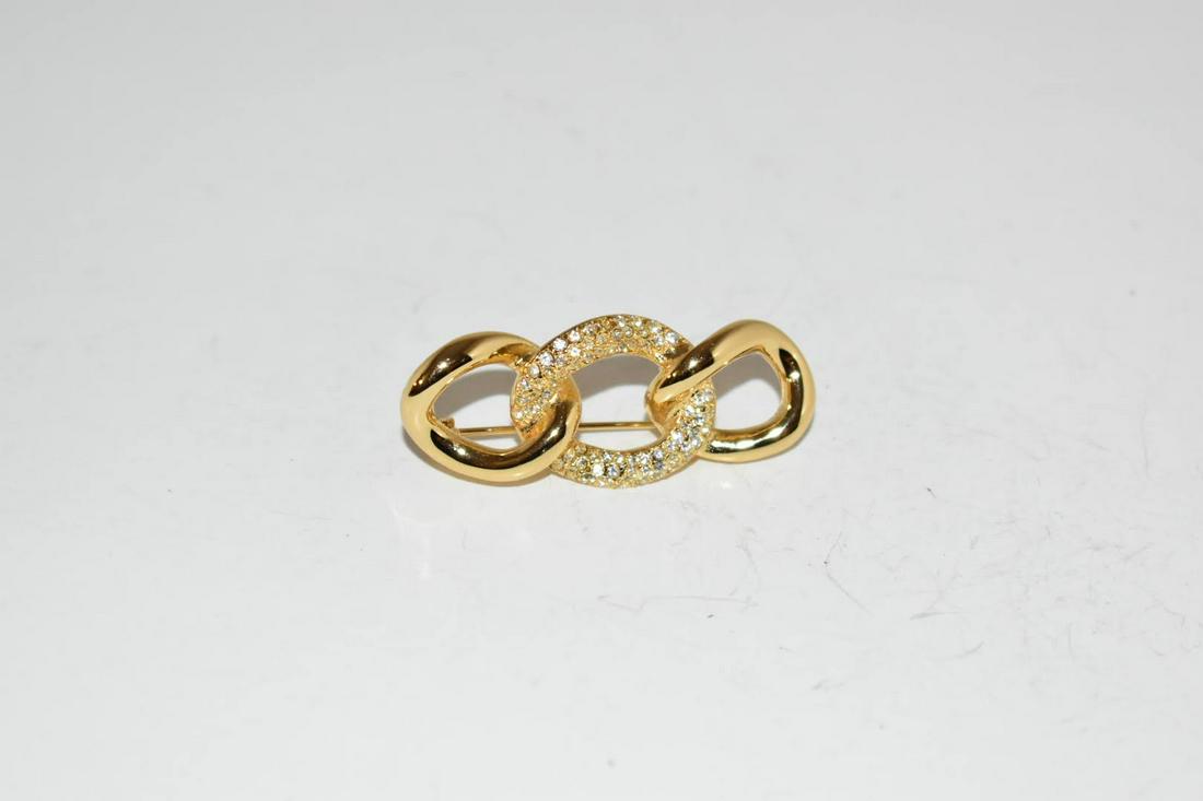Vintage CHR.DIOR triple Link Goldtone. Swarovski Brooch (1 of 3)