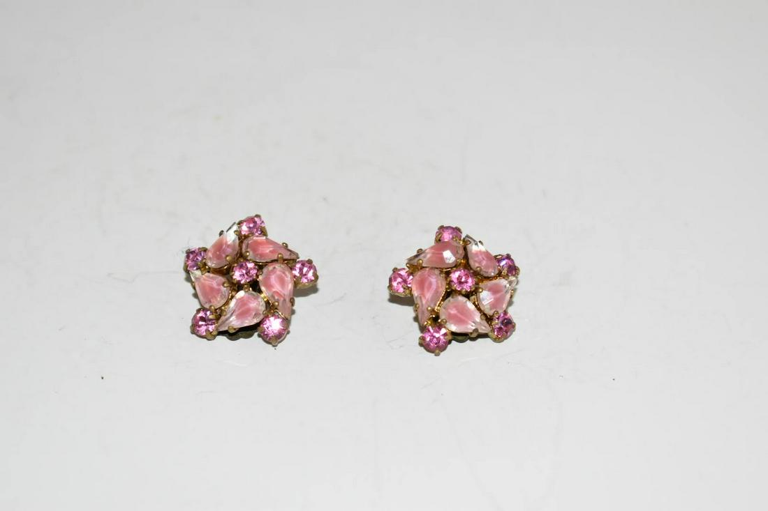 Vintage Western Germany Rhinestone Clip on Earrings (1 of 3)