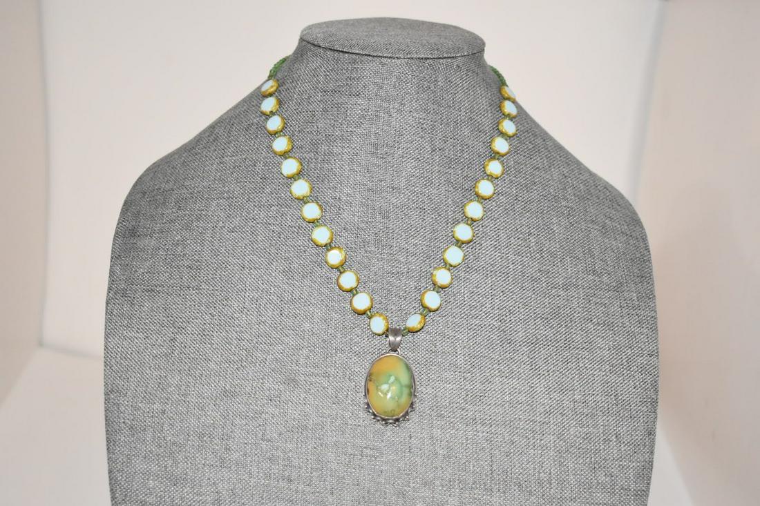 Vintage Sterling Silver Swarovski Green Stone Necklace (1 of 3)