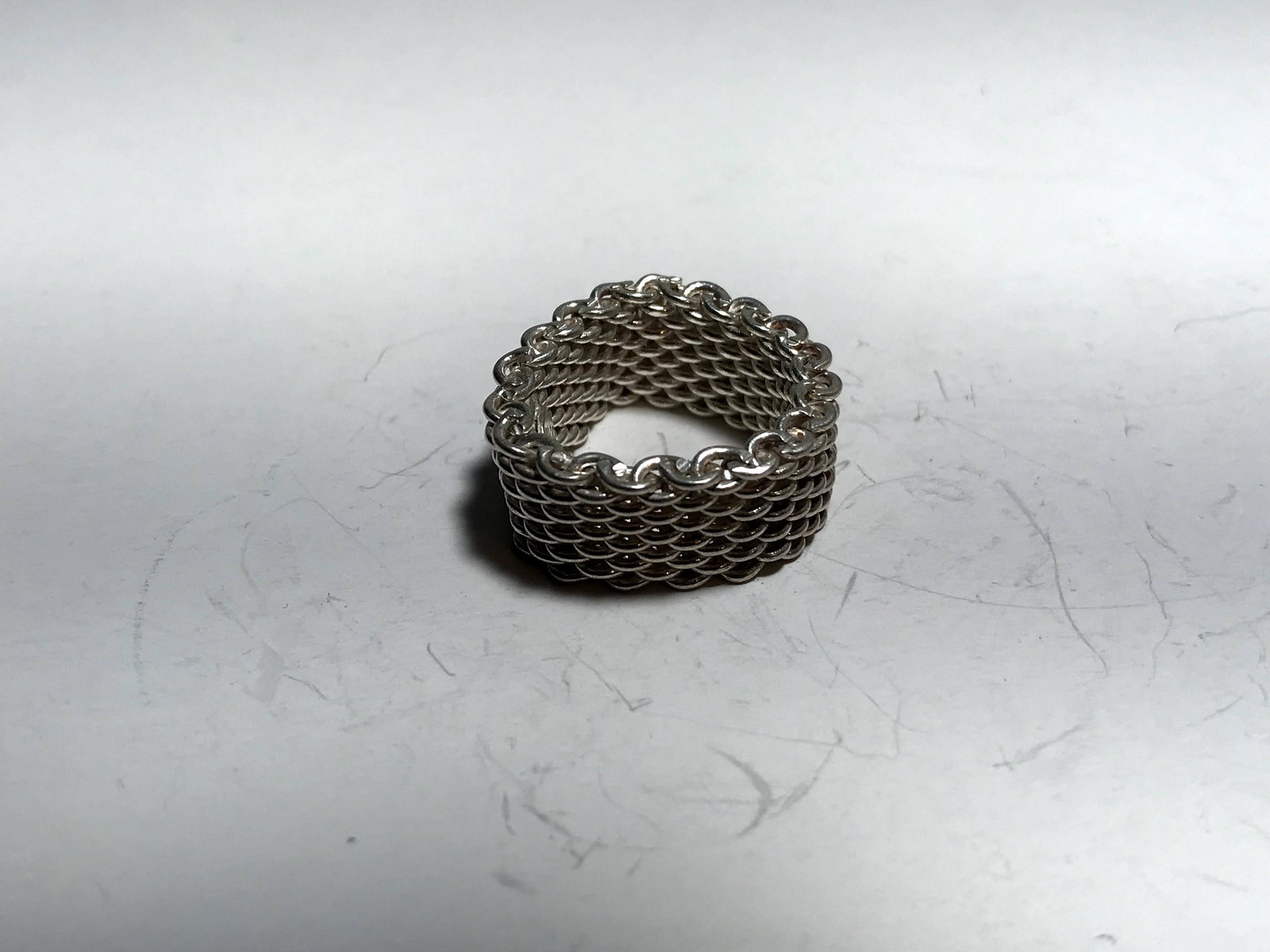 Tiffany & Co Somerset Sterling Silver Mesh Love Ring Sz (1 of 5)