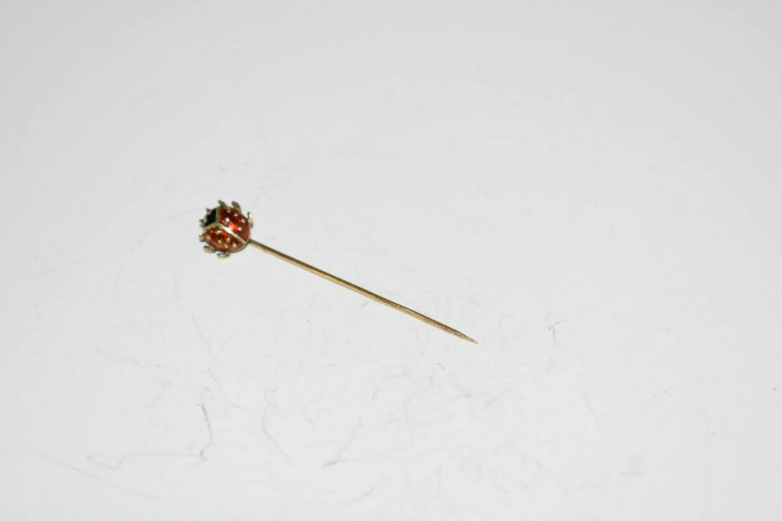 Vintage 14K Gold Beetle Stick Lapel Dress Hat Pin 2" (1 of 3)