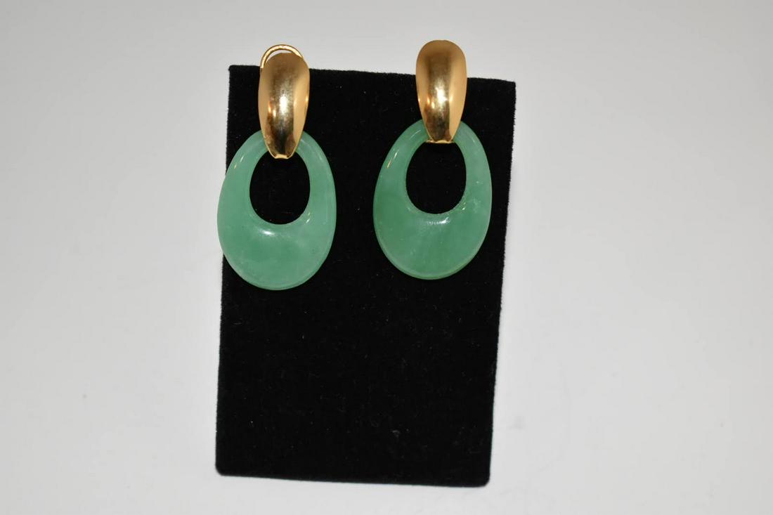 Vintage Jade Green Dangle Earrings 2" (1 of 3)