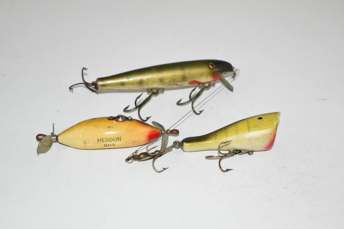 Vintage Lot Of 3 Fishing Lures Heddon, Pflueger (1 of 3)