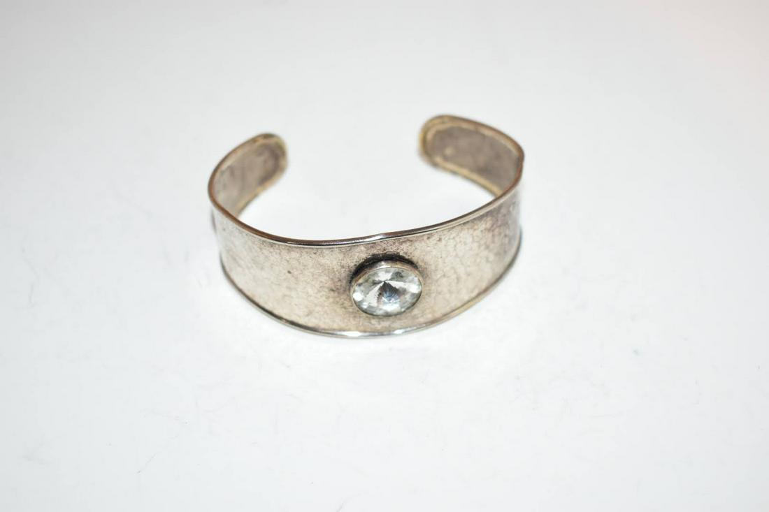 Vintage Sterling Silver Cuff Rhinestone Bracelet 2 1/2" (1 of 3)