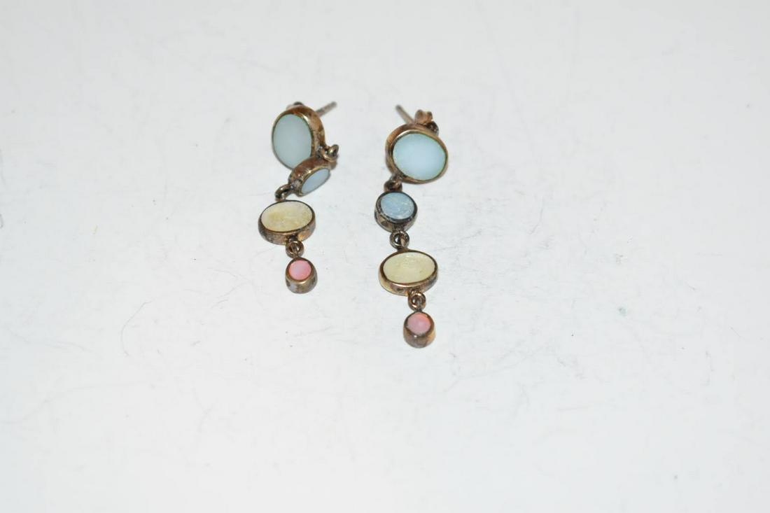 Vintage Sterling Silver Mother of Pearl Dangle Earrings (1 of 3)