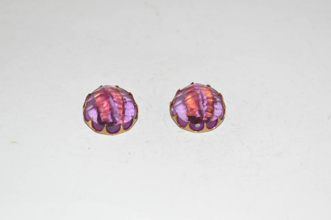 Vintage Purple West Germany clip on Earrings: Vintage Purple West Germany clip on Earrings Please view all photos as they are part of the description and condition of this Item, Feel free to contact me with questions or picture requests! Used Ite