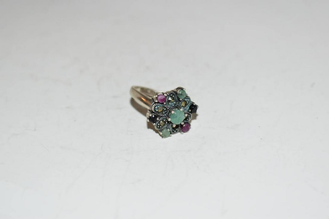 Vintage Sterling Silver Mixed Gemstone Ring sz 7.5 (1 of 4)