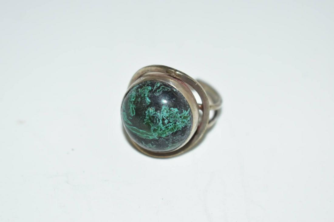 Vintage Sterling Silver malachite Ring Adjustable 6.5 (1 of 2)