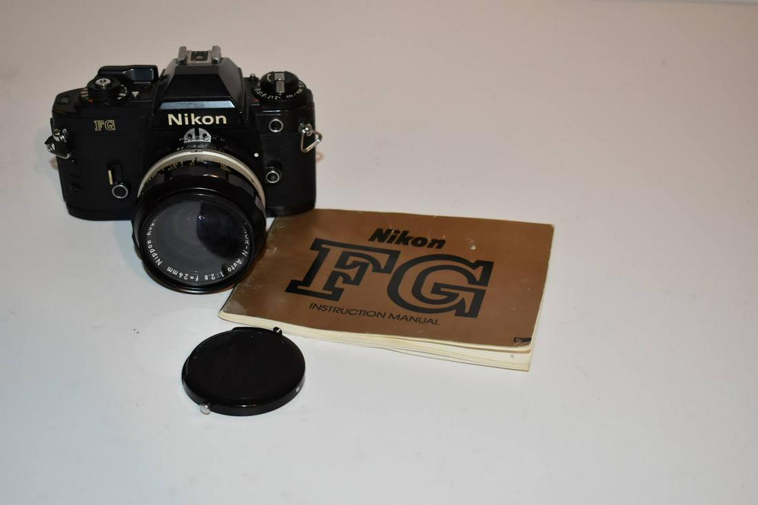 Vintage Black Nikon FG Camera & Lens Nikkor-N Auto (1 of 6)