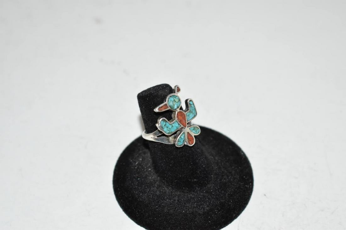 Vintage Navajo Bird Sterling Silver Ring Turquoise (1 of 4)