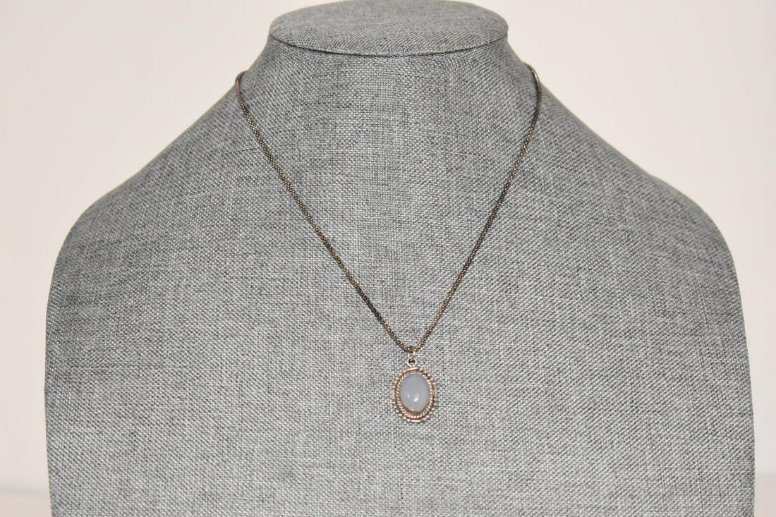 Vintage Sterling Silver Chain Opal Pendant 17" (1 of 3)