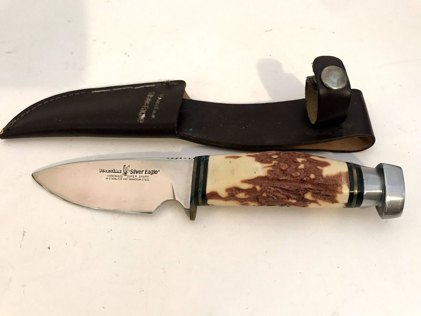 Precise Silver Eagle Hunting Knife 10328 w/ Sheath (1 of 4)
