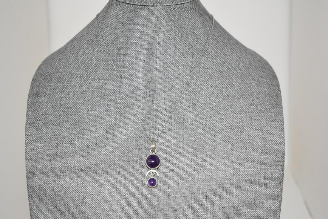 Vintage Amethyst necklace pendant 18" Nice!!! (1 of 5)