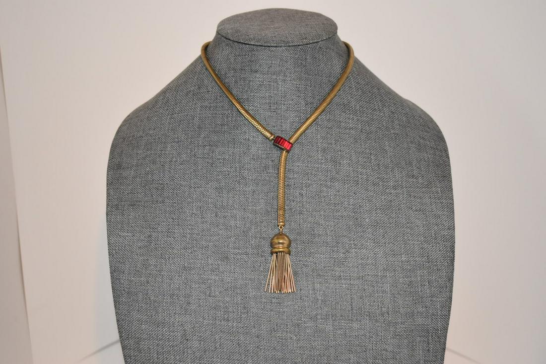 Vintage Late Art Deco MidCentury Kreisler Red Rhinestone Lariat Tassel Necklace 20": Vintage Late Art Deco MidCentury Kreisler Red Rhinestone Lariat Tassel Necklace 20" Please view all photos as they are part of the description and condition of this Item, Feel free to contact me with 