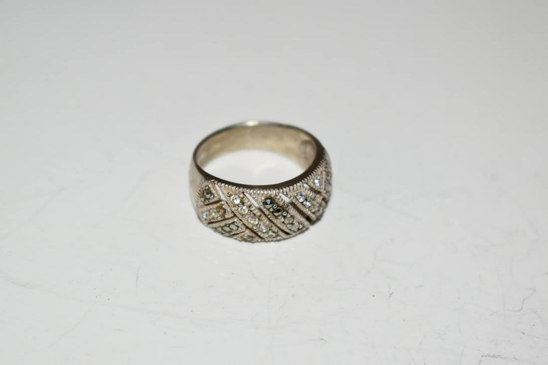 Vintage Sterling Silver Marcasite Ring sz 8.5 missing (1 of 4)