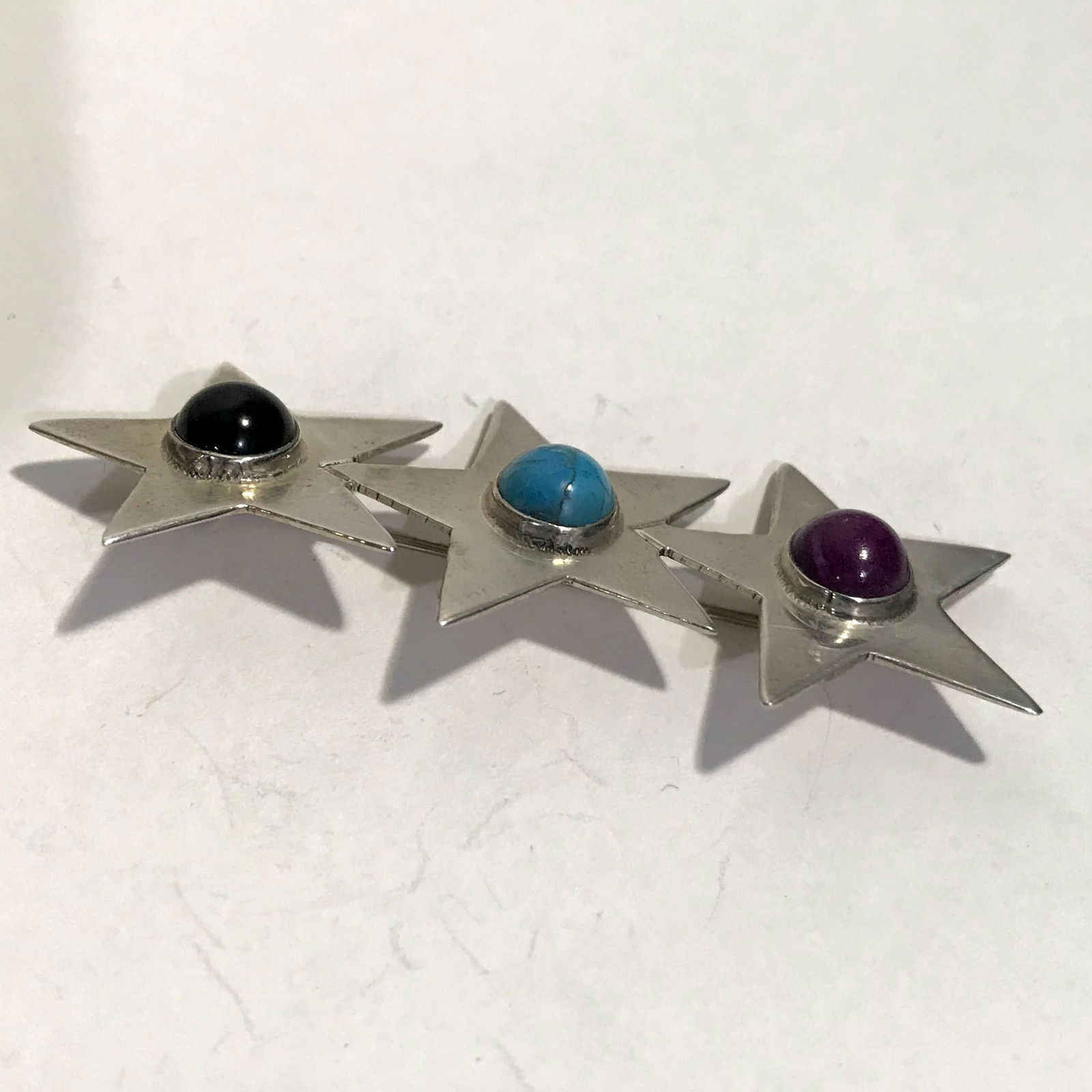 Vtg Mexico 925 Sterling Silver Multicolor Gemstone Star (1 of 3)