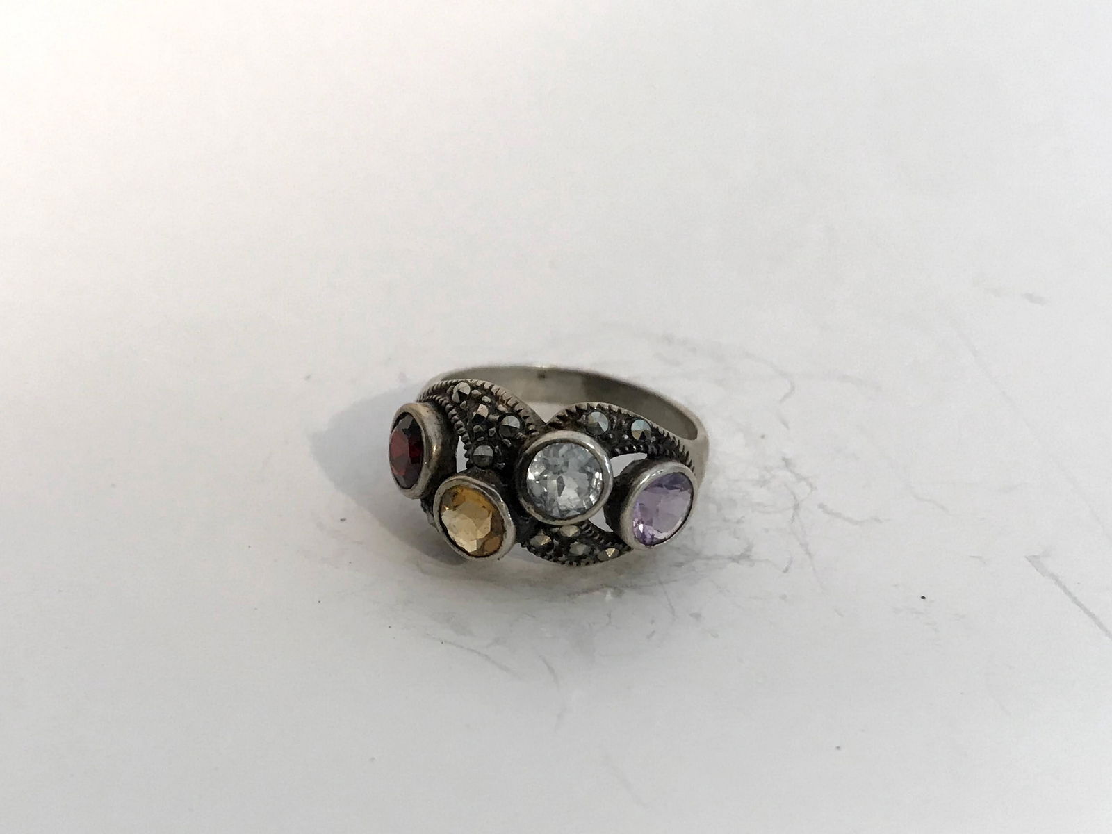 Vintage Sterling Silver Multi Stone Marcasite Ring 6 (1 of 3)