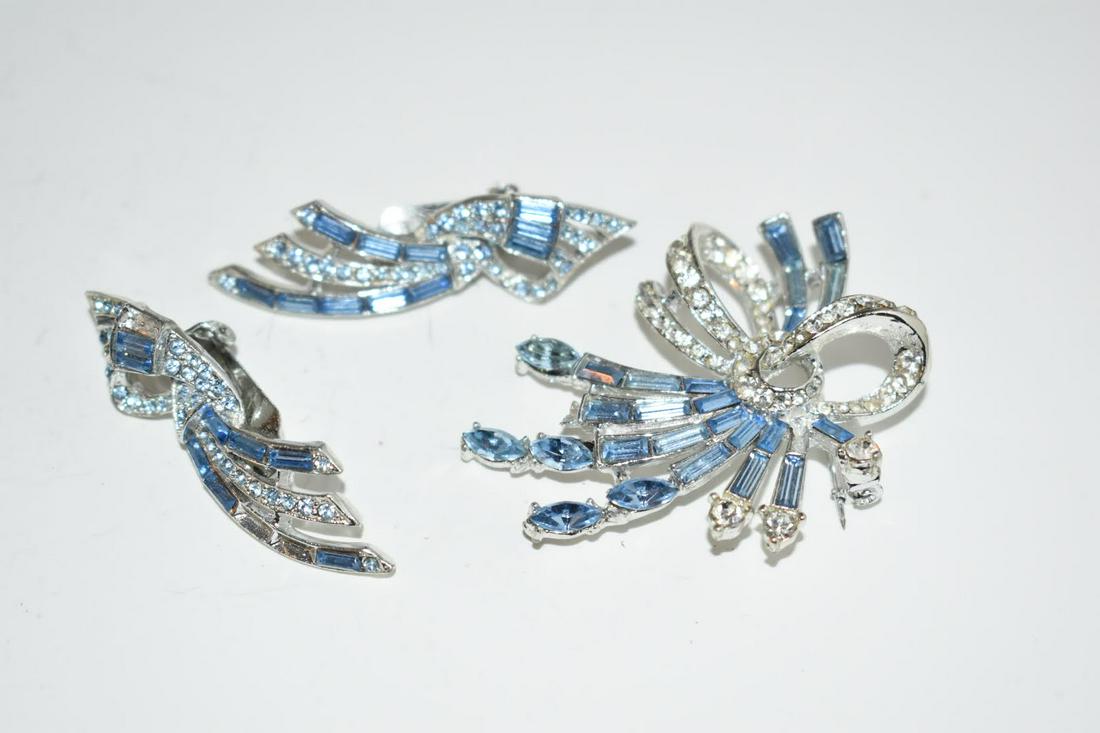 Vintage rhinestone silvertone earrings & Brooch (1 of 4)