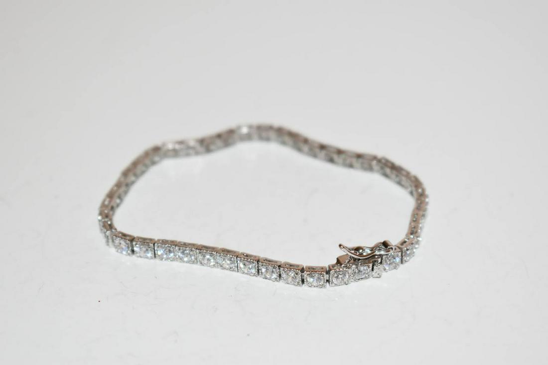 Vintage Rhinestone Sterling Silver Bracelet 2 1/4? (1 of 3)