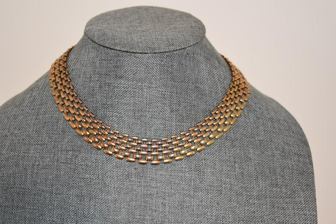 Vintage Goldtone Copper tone Choker Necklace 12": Vintage Goldtone Copper tone Choker Necklace 12" Please view all photos as they are part of the description and condition of this Item, Feel free to contact me with questions or picture requests! Used