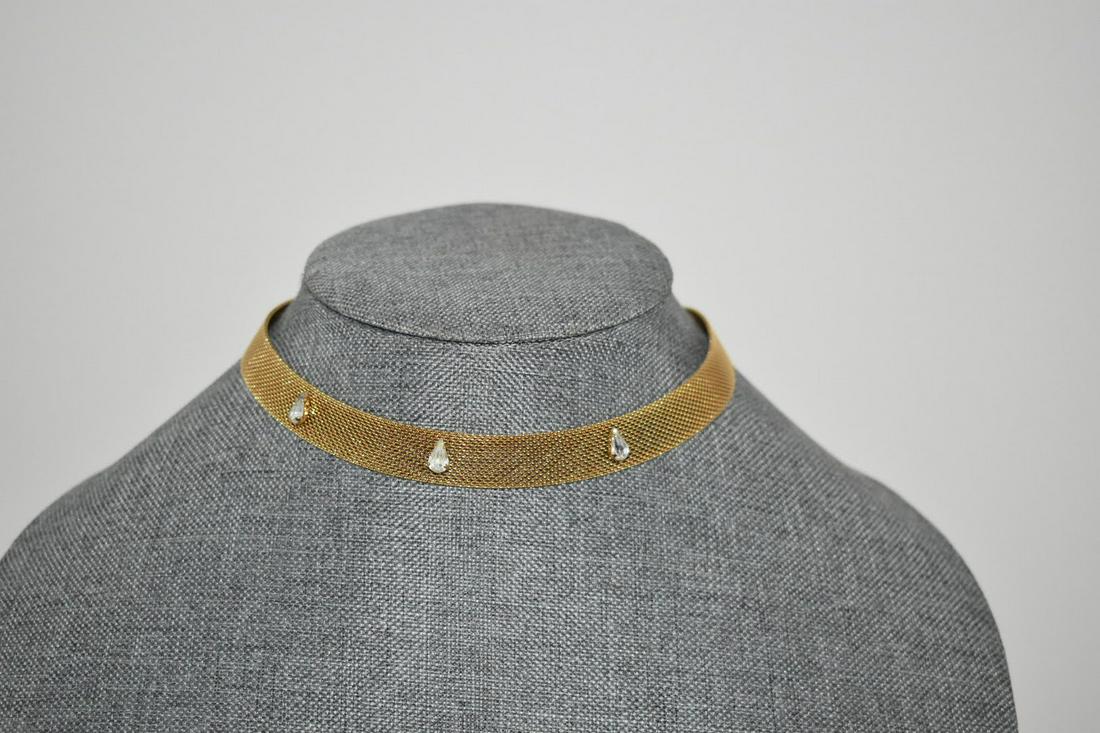 Vintage Goldtone Rhinestone Choker Necklace 11": Vintage Goldtone Rhinestone Choker Necklace 11" Please view all photos as they are part of the description and condition of this Item, Feel free to contact me with questions or picture requests! Used 