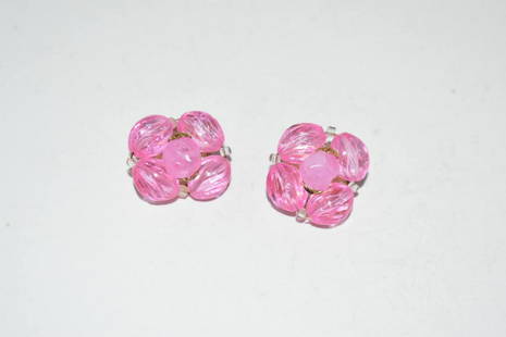 Vintage Weest Germany Pink Rhinestone clip on Earrings: Vintage Weest Germany Pink Rhinestone clip on Earrings Please view all photos as they are part of the description and condition of this Item, Feel free to contact me with questions or picture