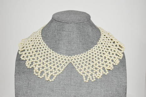 Vintage Faux Pearl Collar Bib Necklace Adjustable Length: Vintage Faux Pearl Collar Bib Necklace Adjustable Length Please view all photos as they are part of the description and condition of this Item, Feel free to contact me with questions or picture