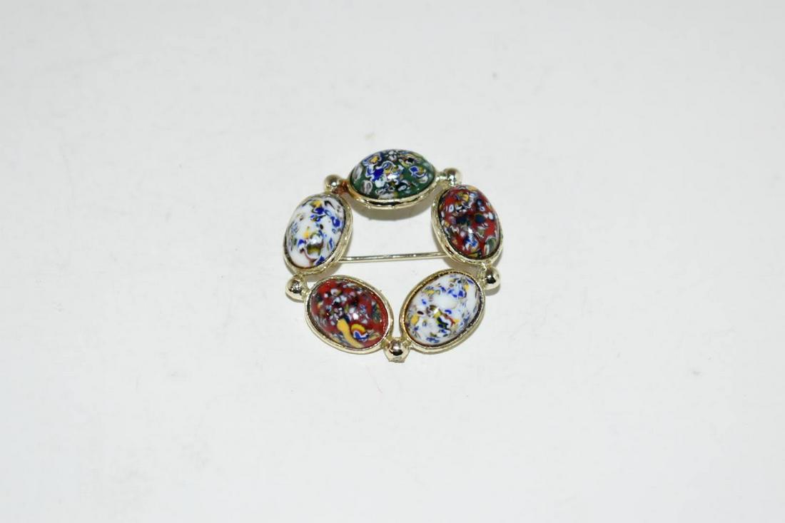 Vintage Multi Colored Stone Brooch 1 1/2 in (1 of 4)