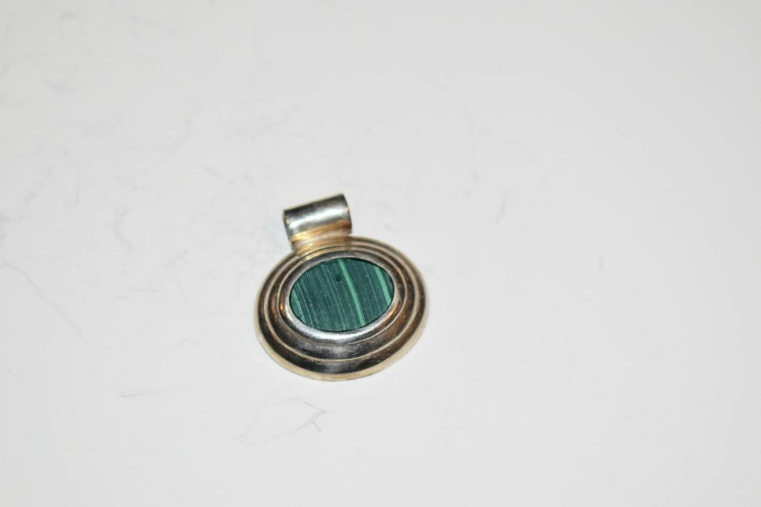 Vintage Native American Sterling Silver Malachite Pendant (1 of 4)