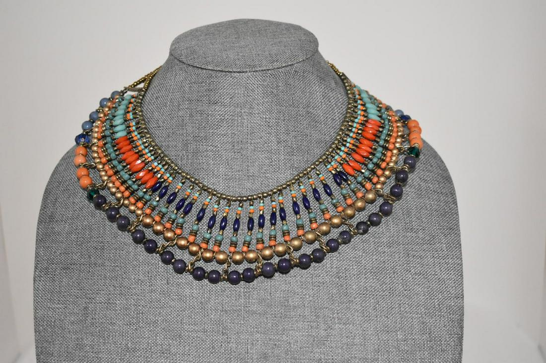 Vintage Wide Beaded Colorful Choker Necklace 11 inches: Vintage Wide Beaded Colorful Choker Necklace 11 inches Please view all photos as they are part of the description and condition of this Item, Feel free to contact me with questions or picture requests