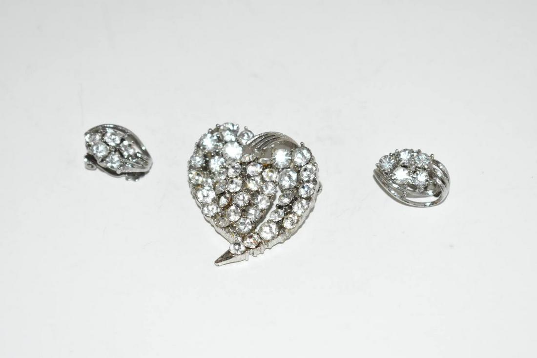 Vintage Lisner Rhinestone Brooch & Earrings (1 of 4)